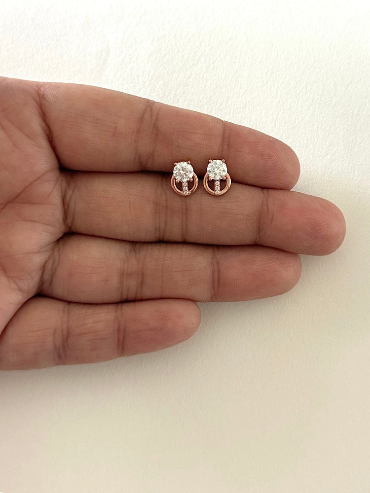 Rosegold Plated Solitaire Studs Sterling Silver