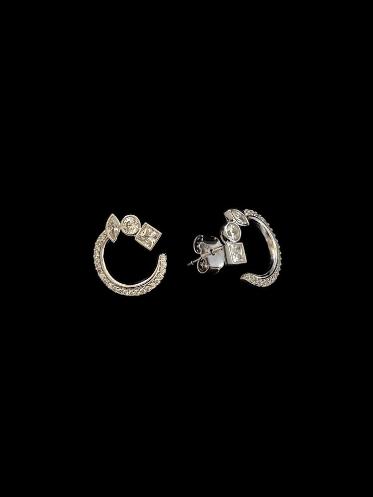 Semi Design Sterling Silver Studs