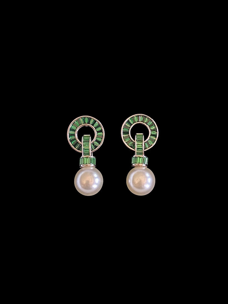 Green Pearl Earrings Sterling Silver Earrings