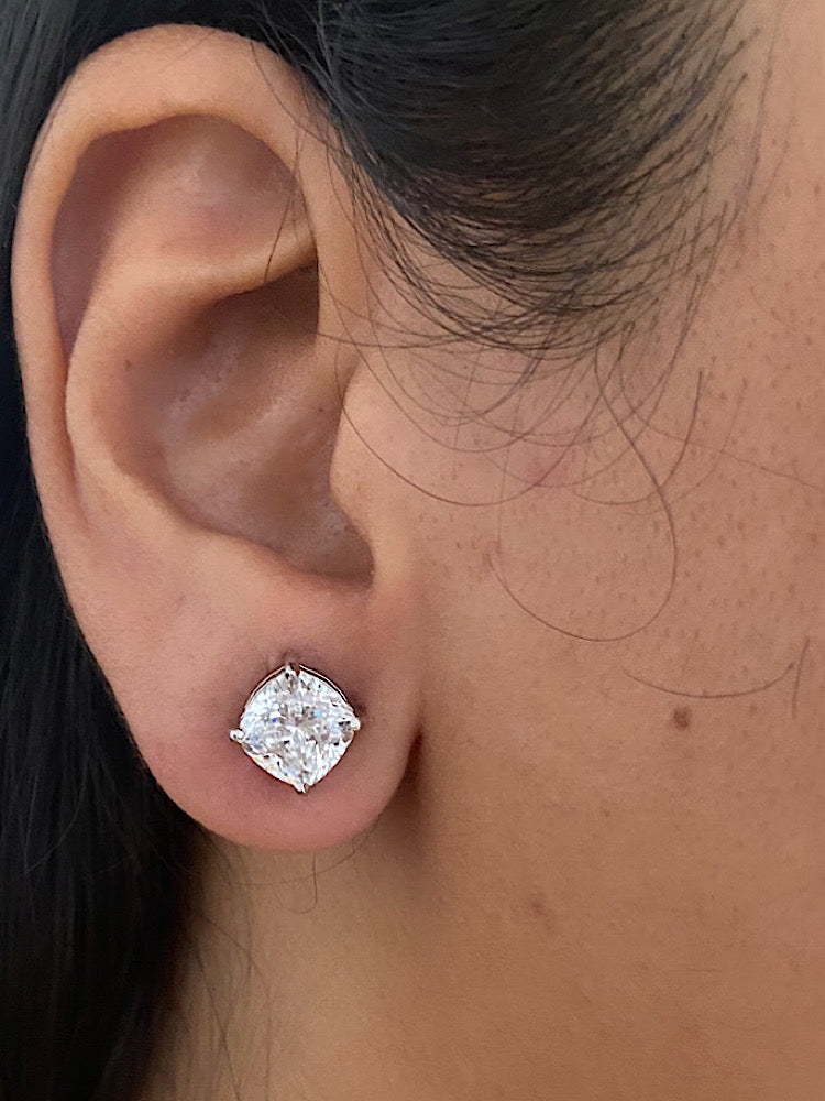 2ct Solitaire Sterling Silver Studs