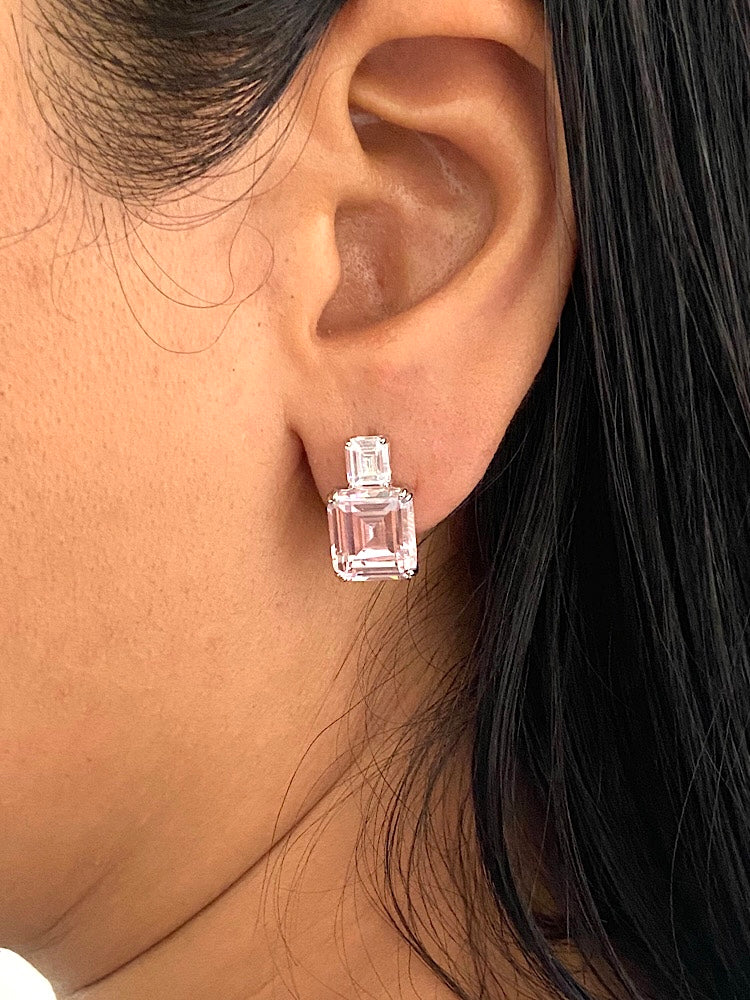 Light Pink Clip Studs Sterling Silver Earrings