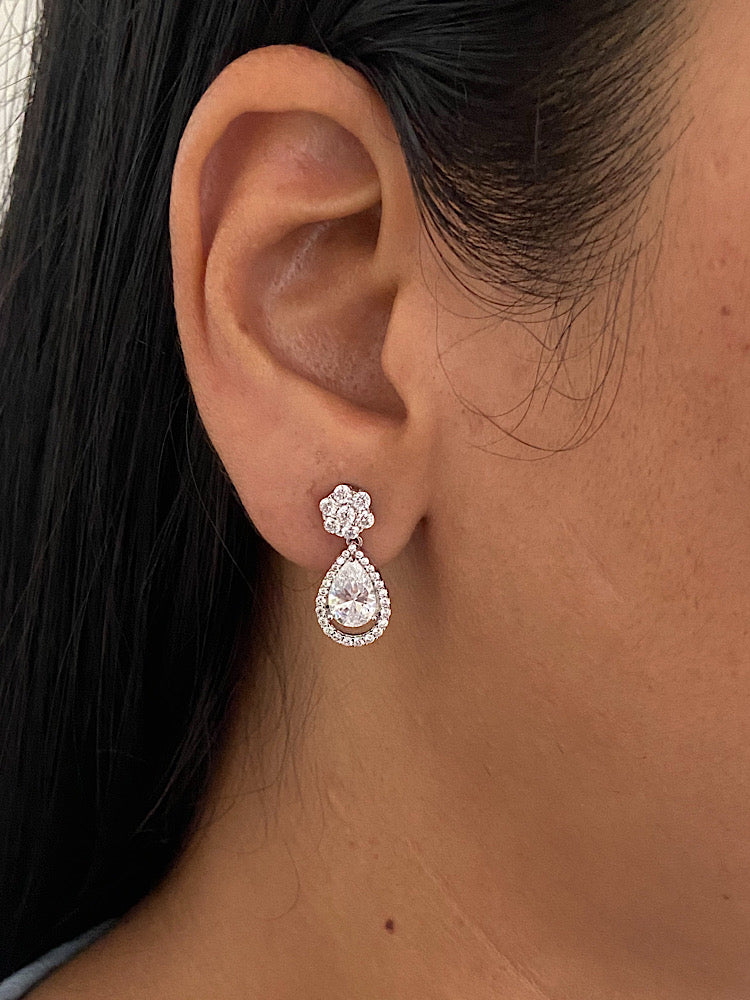 White Drop Earrings Sterling Silver Earrings