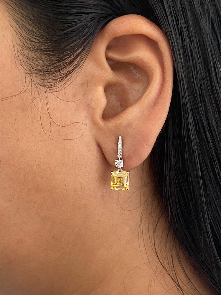 Yellow Stone Earrings Sterling Silver Earrings