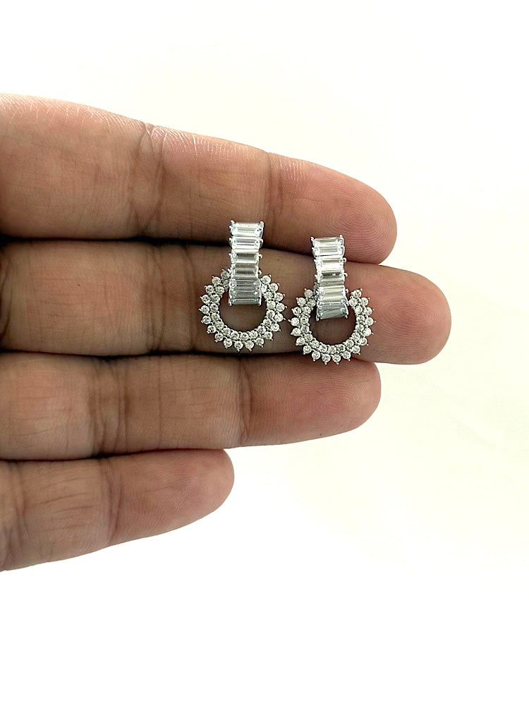 Sterling Silver Interlink Design Solitaire Studs
