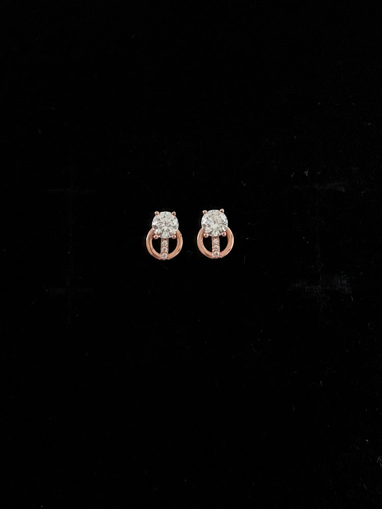 Rosegold Plated Solitaire Studs Sterling Silver