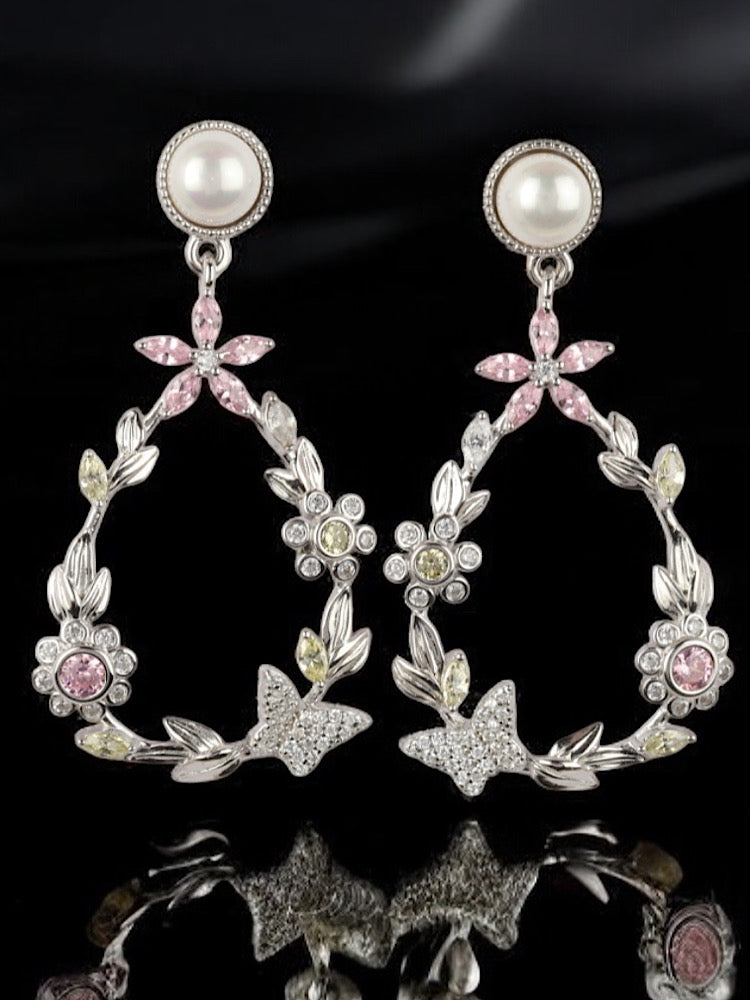 Silver Floral Dangler Earring
