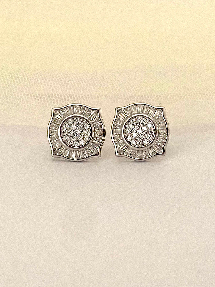 Silver White Studs Earrings