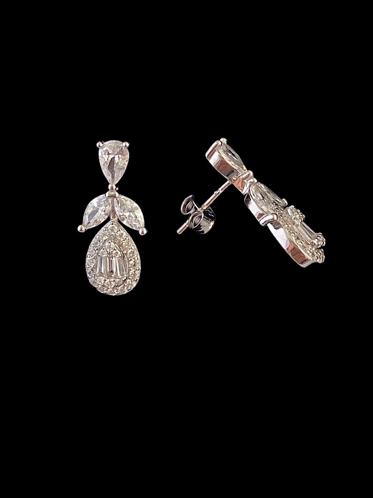 Sterling Silver Drop Solitaire Earrings