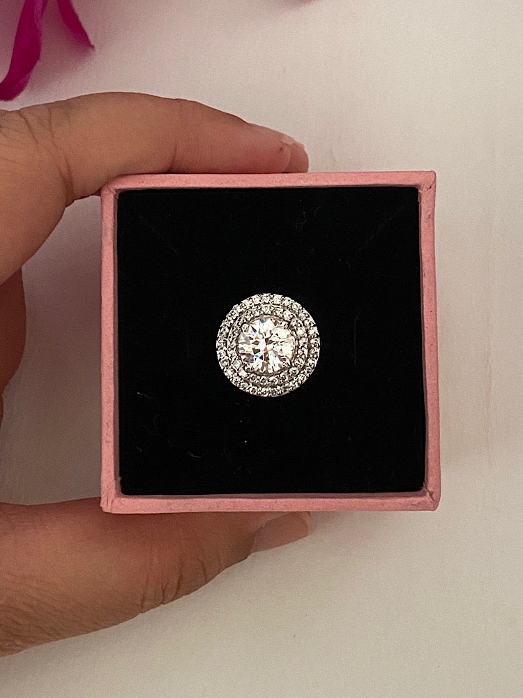 Silver Round Solitaire Designer Ring