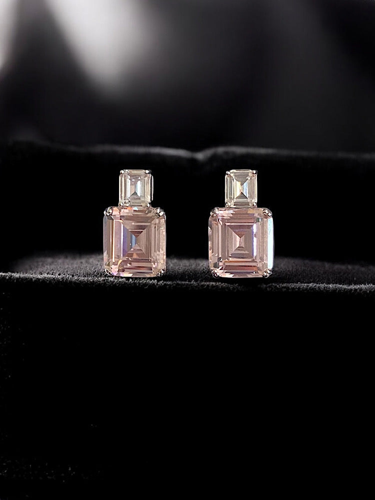 Light Pink Clip Studs Sterling Silver Earrings