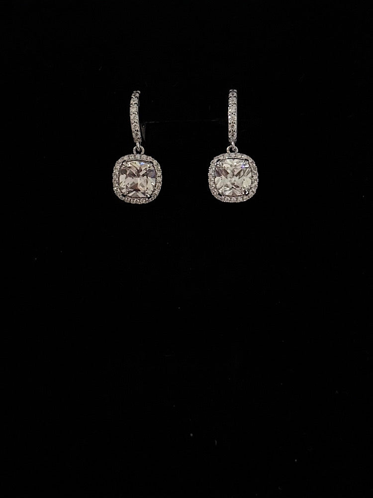 Drop Solitaire Sterling Silver Hoops