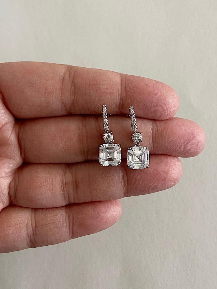 White Stone Earrings Sterling Silver Earrings