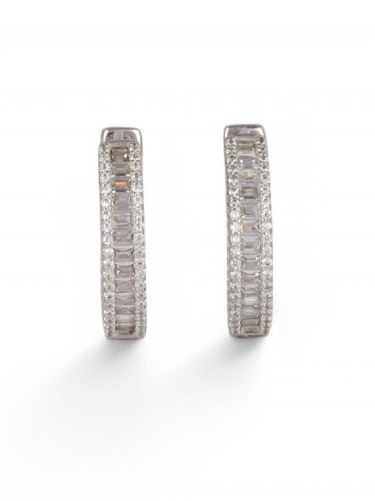 Round Sterling Silver Hoops Earrings