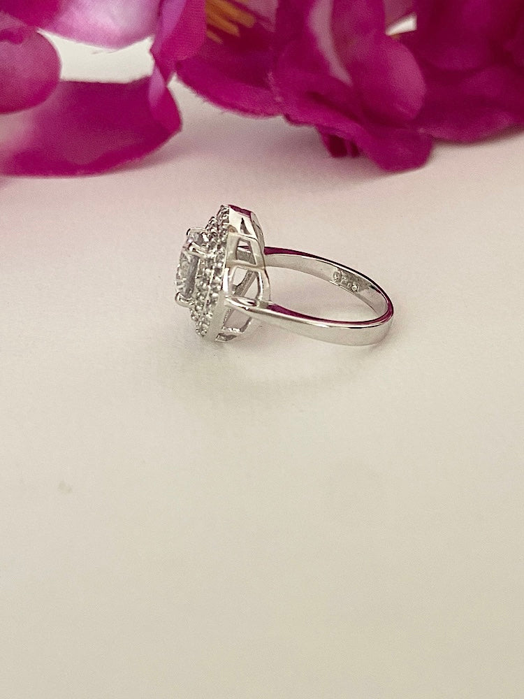 Silver Round Solitaire Designer Ring