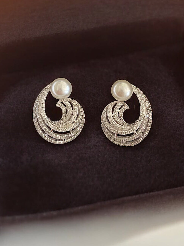 Pearl Design Sterling Silver Earrings