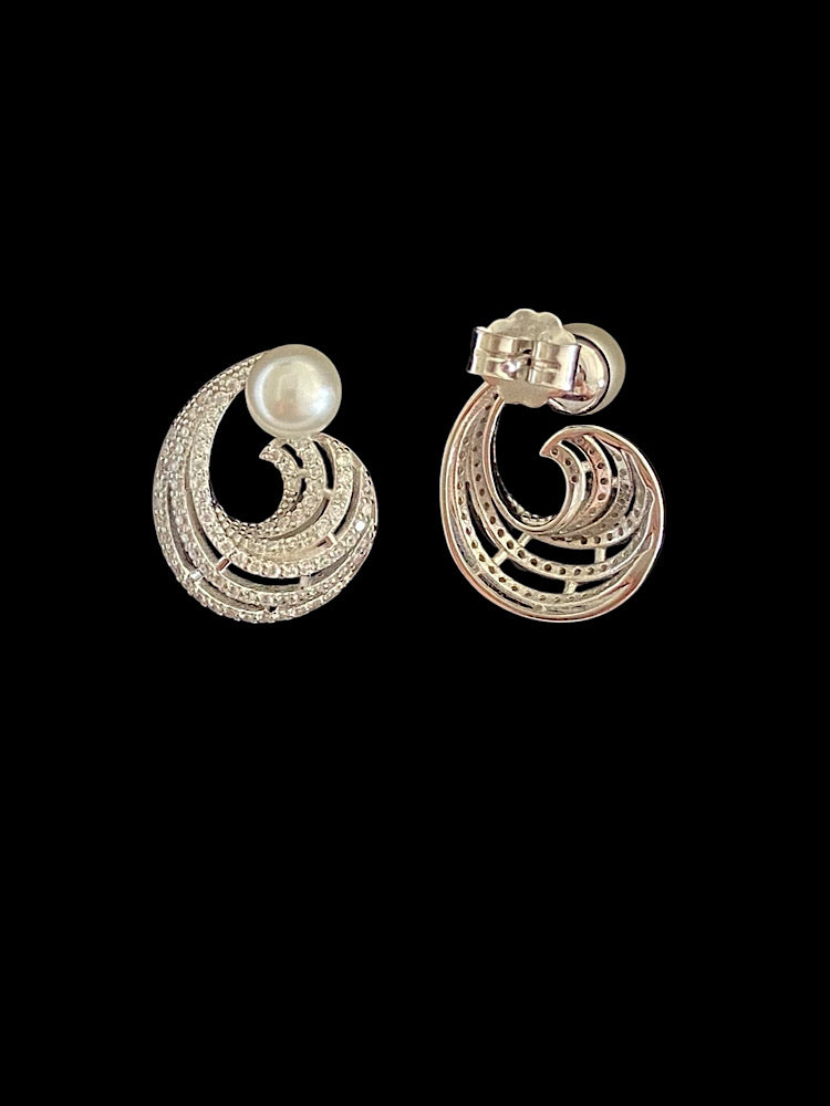 Pearl Design Sterling Silver Earrings