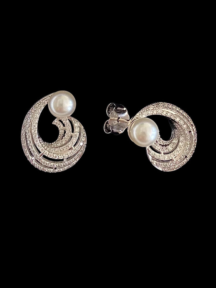 Pearl Design Sterling Silver Earrings