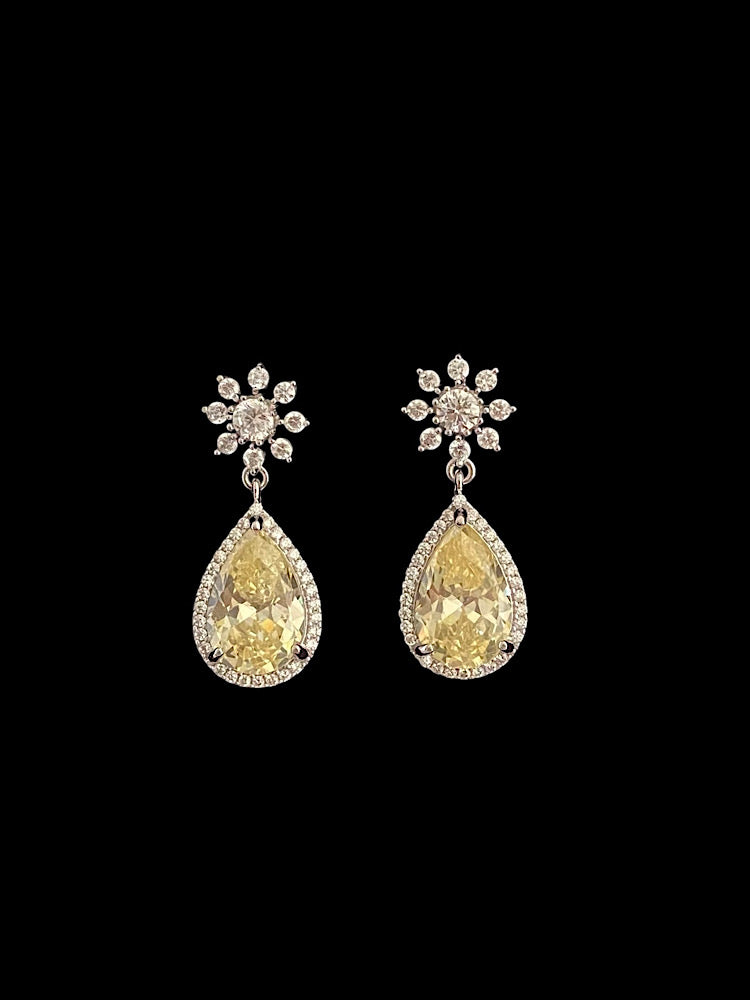 Yellow Drop Sterling Silver Earrings