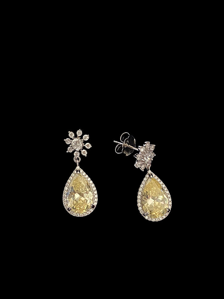 Yellow Drop Sterling Silver Earrings