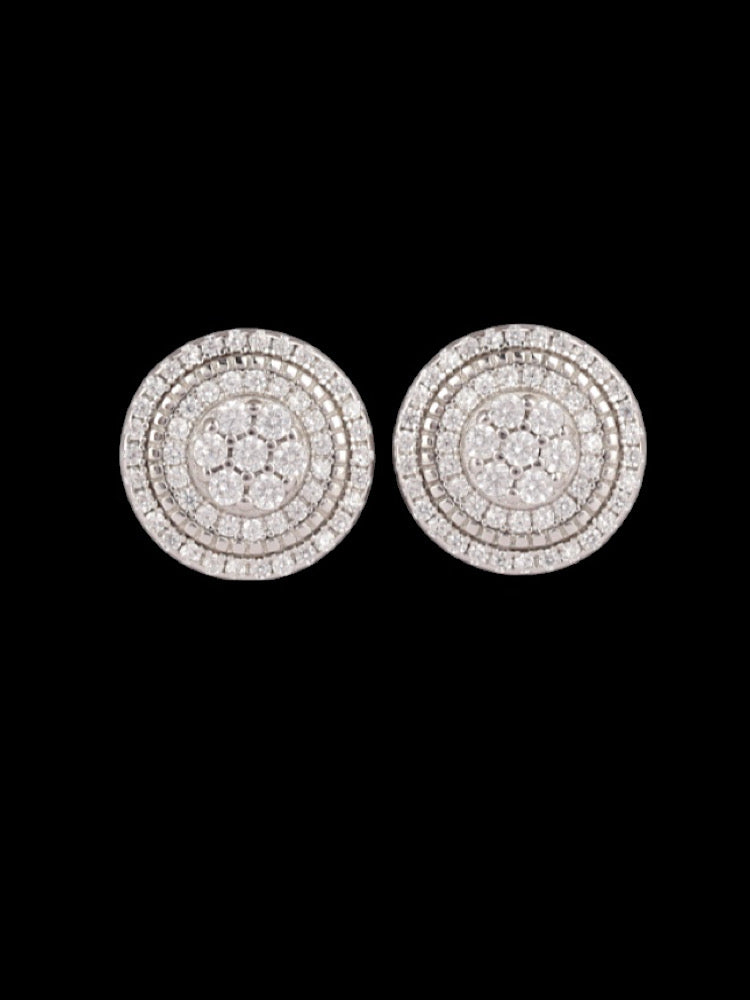 Round Design Silver Solitaire Studs