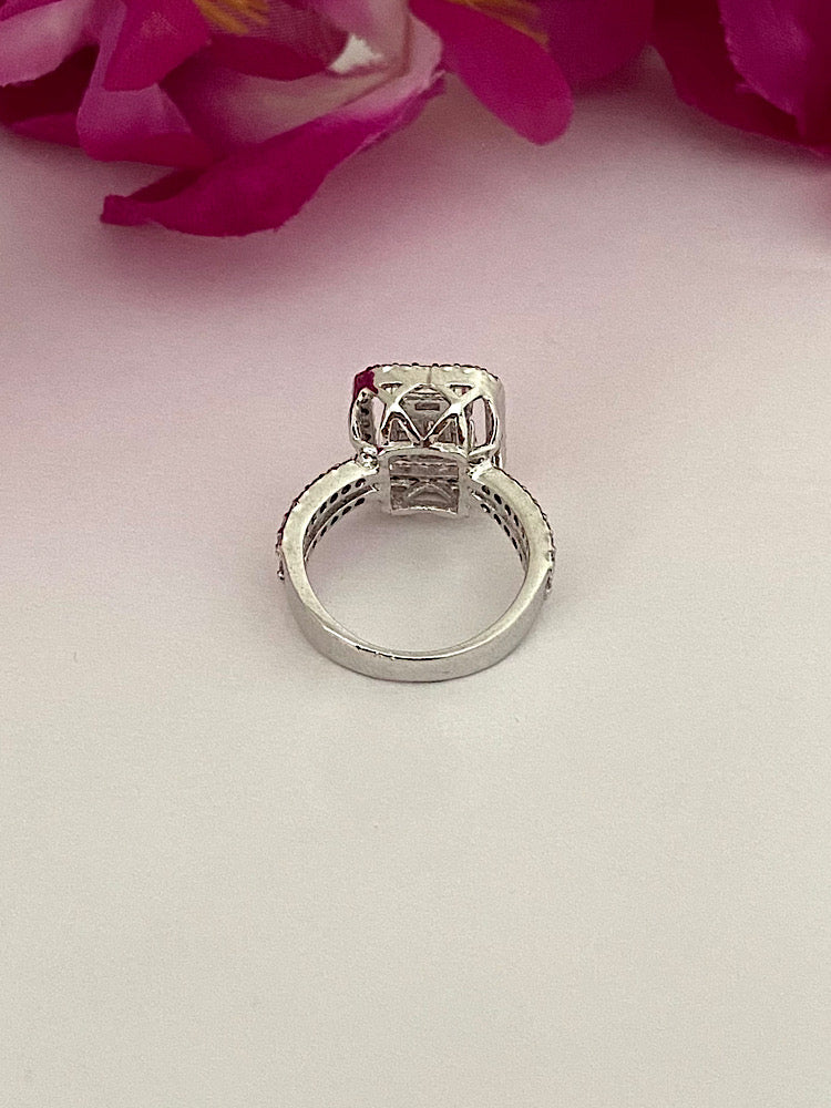 Designer Emerald Silver Ring