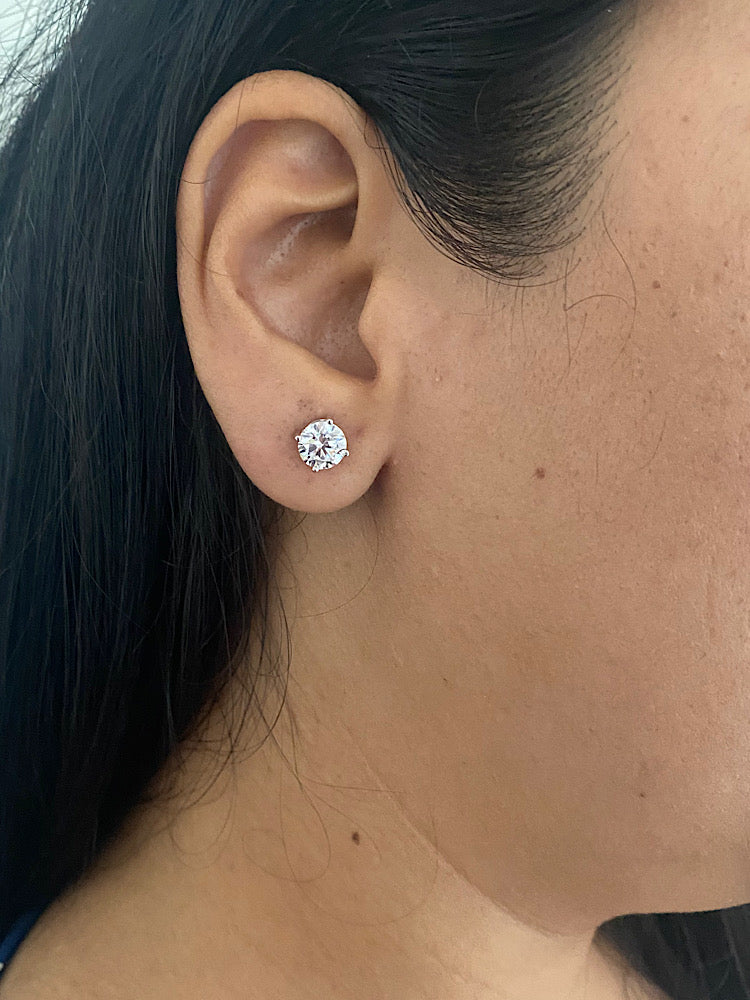 Sterling Silver Solitaire Studs