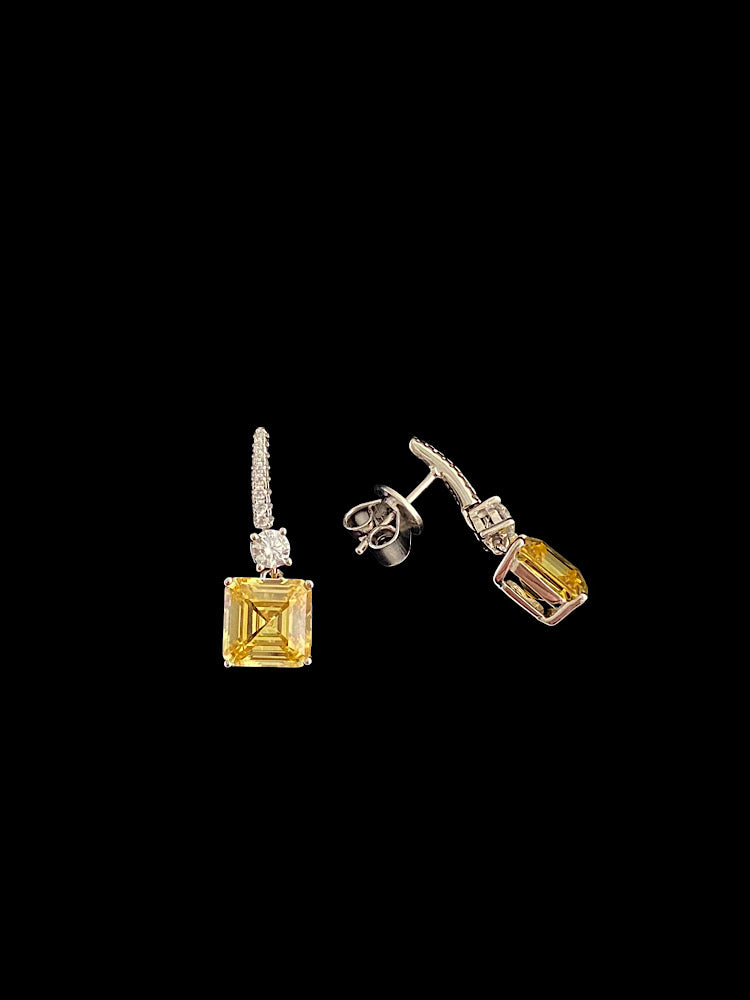 Yellow Stone Earrings Sterling Silver Earrings