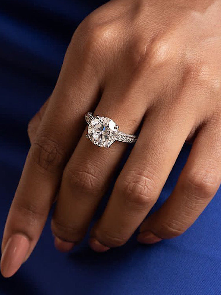 Silver Round Solitaire Ring