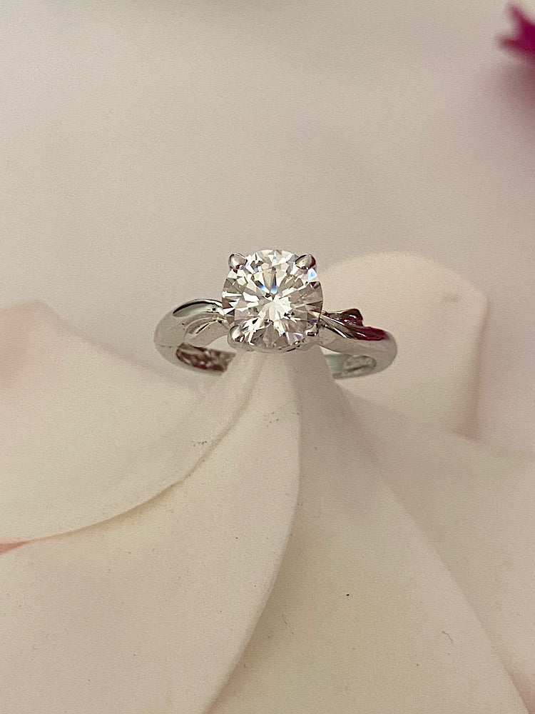 Round Solitaire Ring Sterling Silver