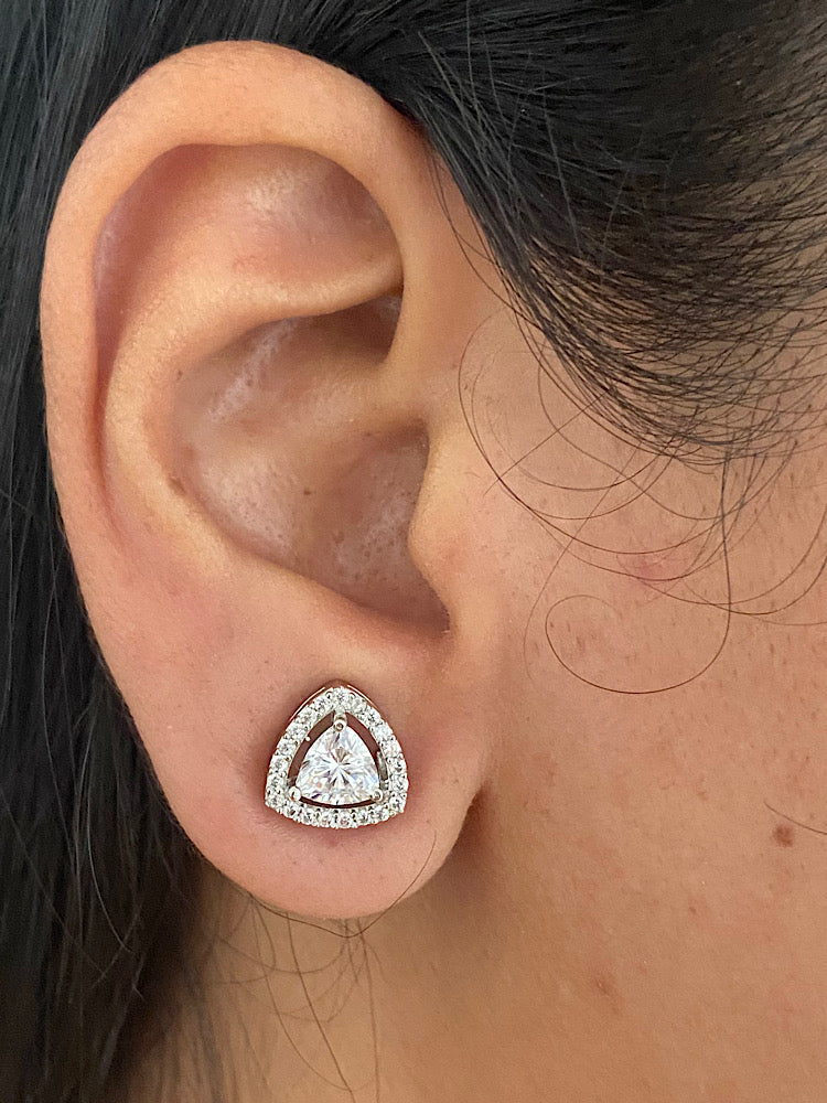 Trillion Solitaire Sterling Silver Studs