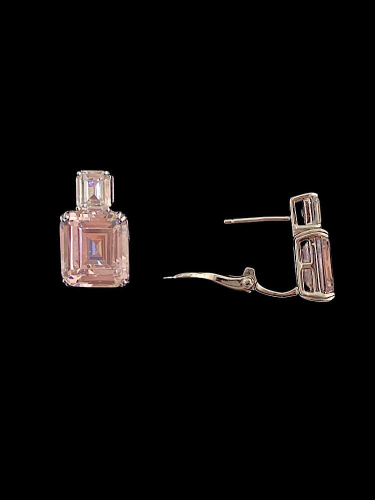 Light Pink Clip Studs Sterling Silver Earrings