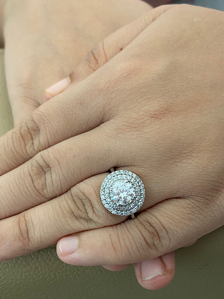 Silver Round Solitaire Designer Ring