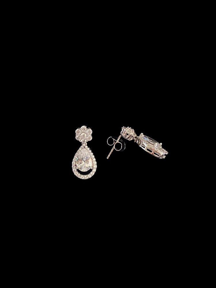 White Drop Earrings Sterling Silver Earrings