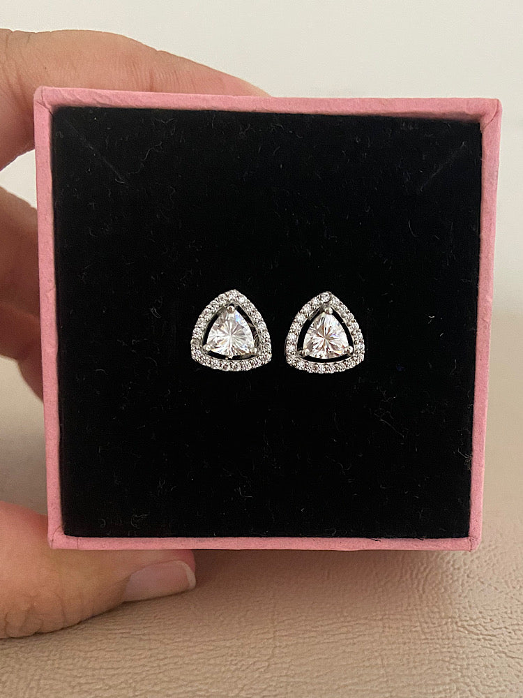 Trillion Solitaire Sterling Silver Studs