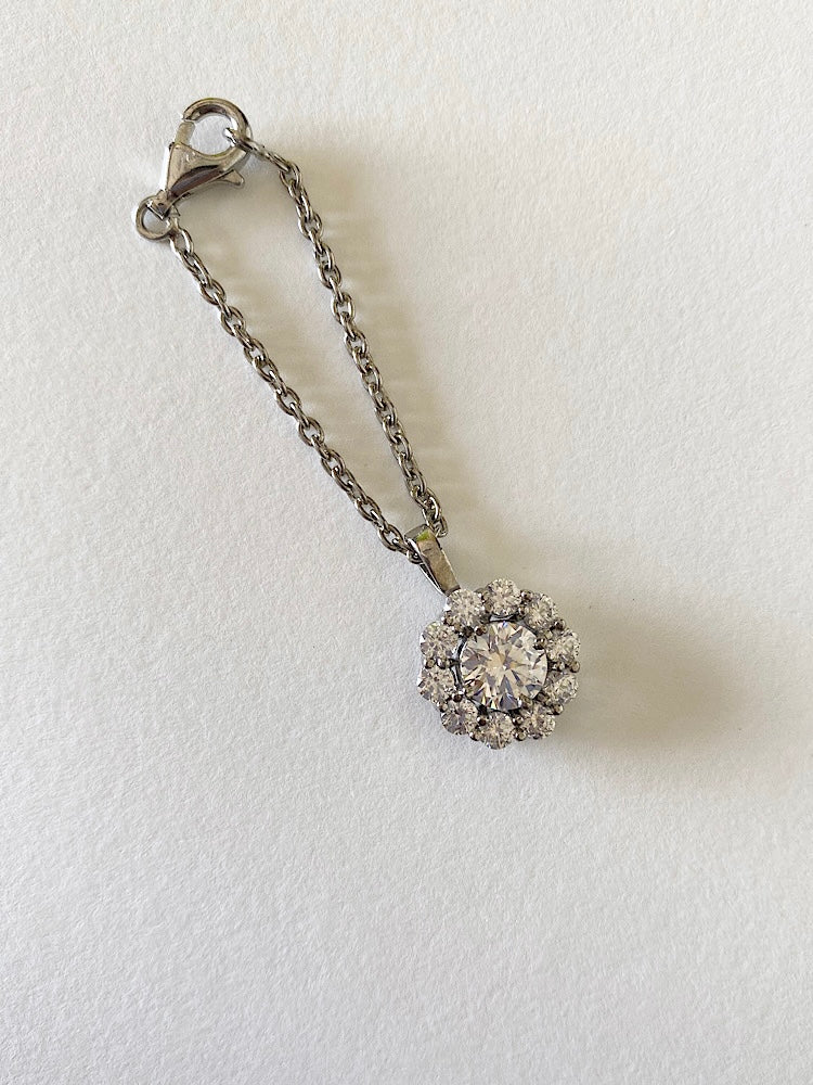 Floral Solitaire Silver Watch Charm