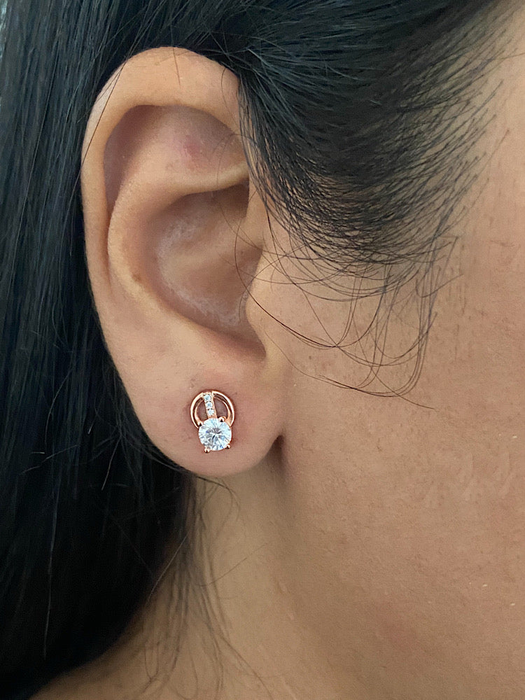 Rosegold Plated Solitaire Studs Sterling Silver