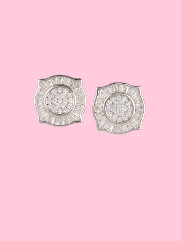 Silver White Studs Earrings