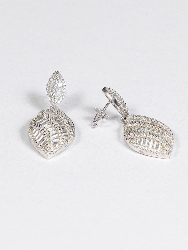 White Silver Earrings