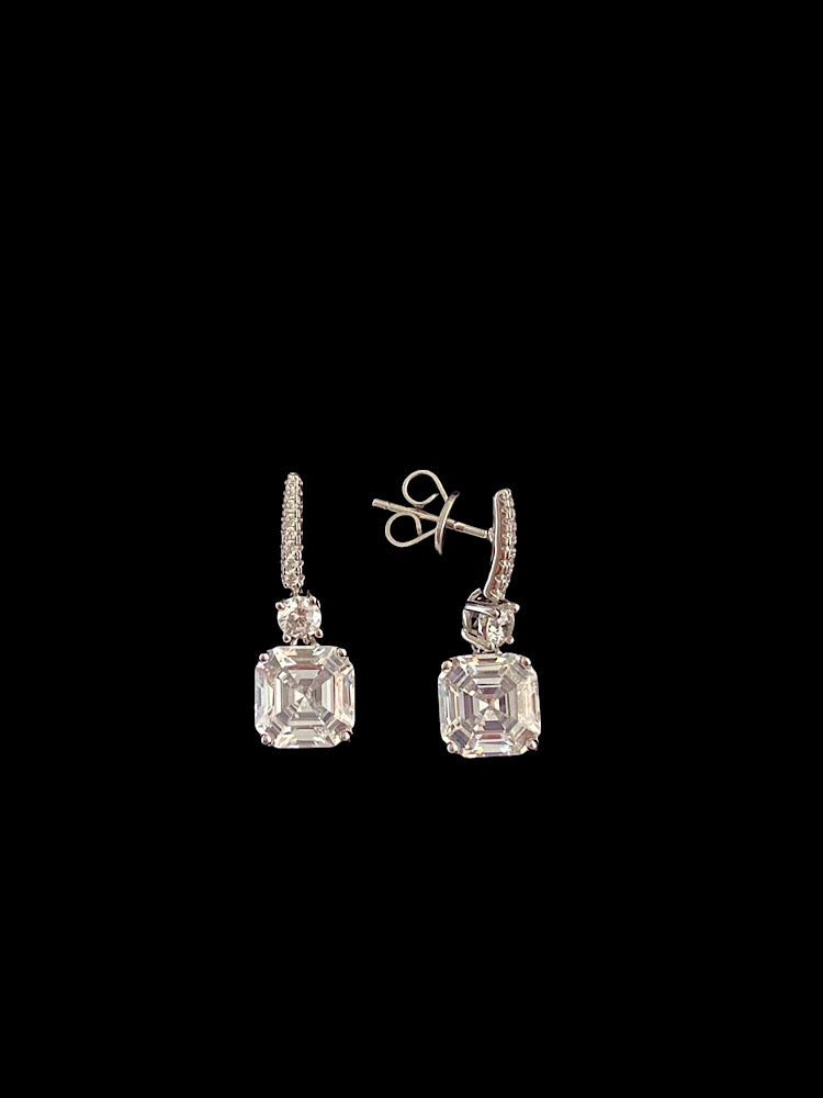 White Stone Earrings Sterling Silver Earrings