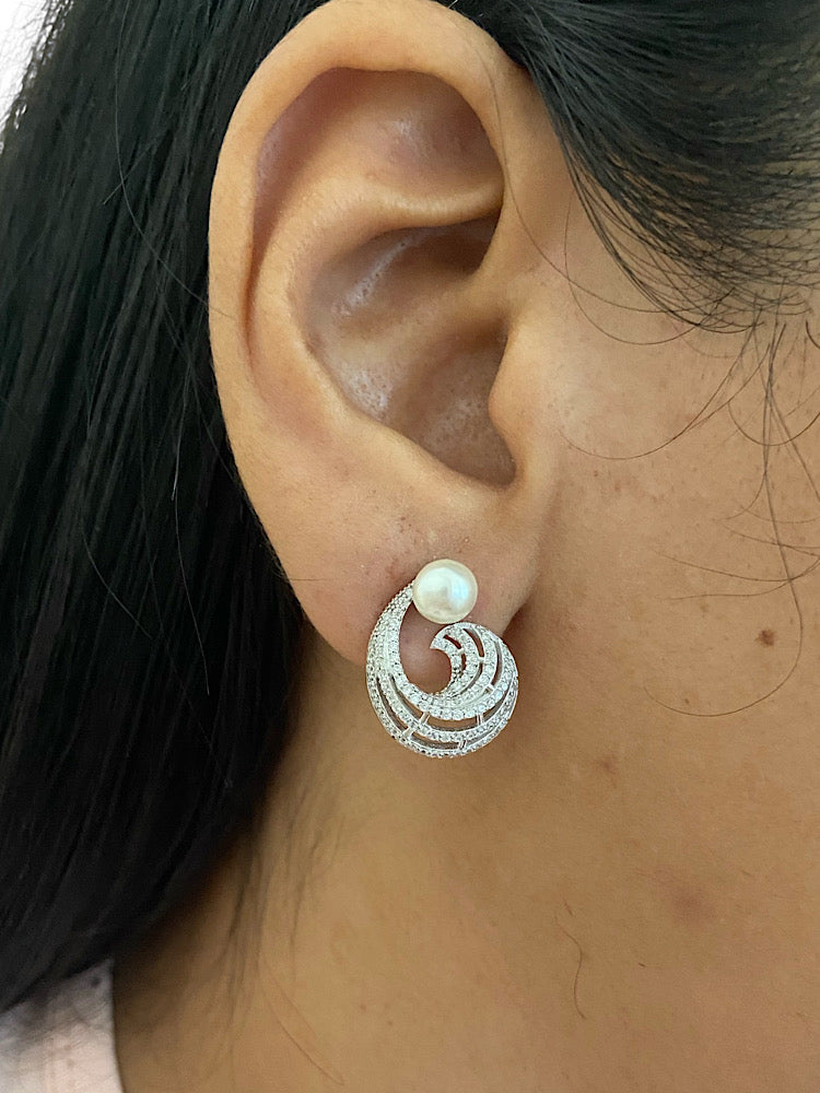 Pearl Design Sterling Silver Earrings
