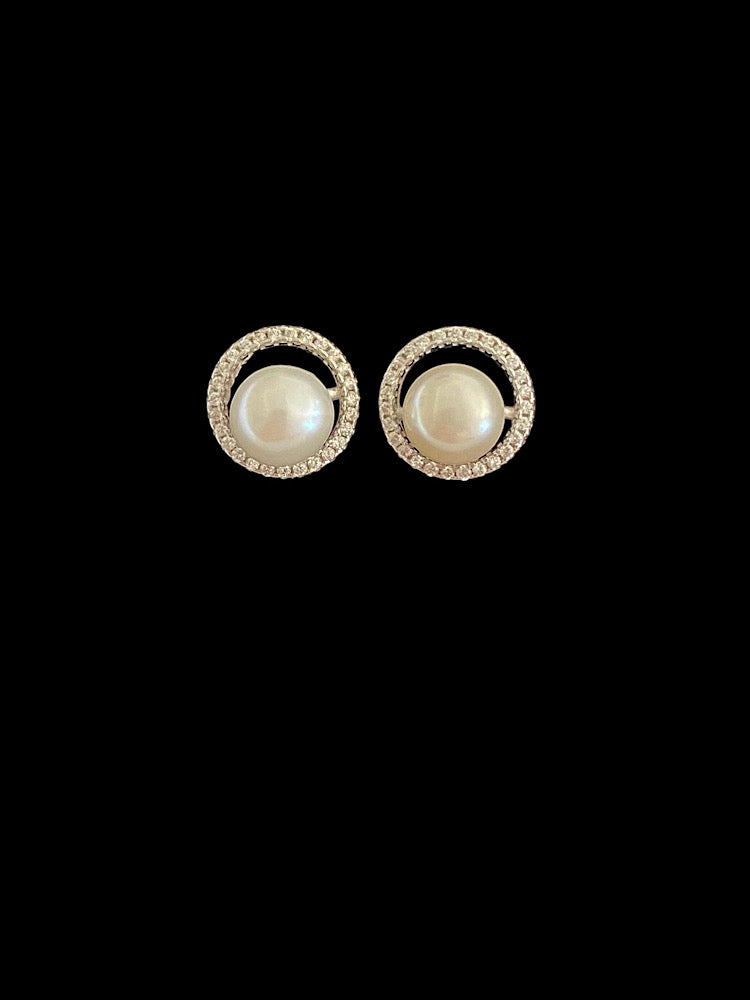 Round Floral Sterling Silver Earrings