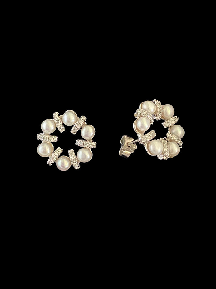 Pearl Floral Sterling Silver Earrings