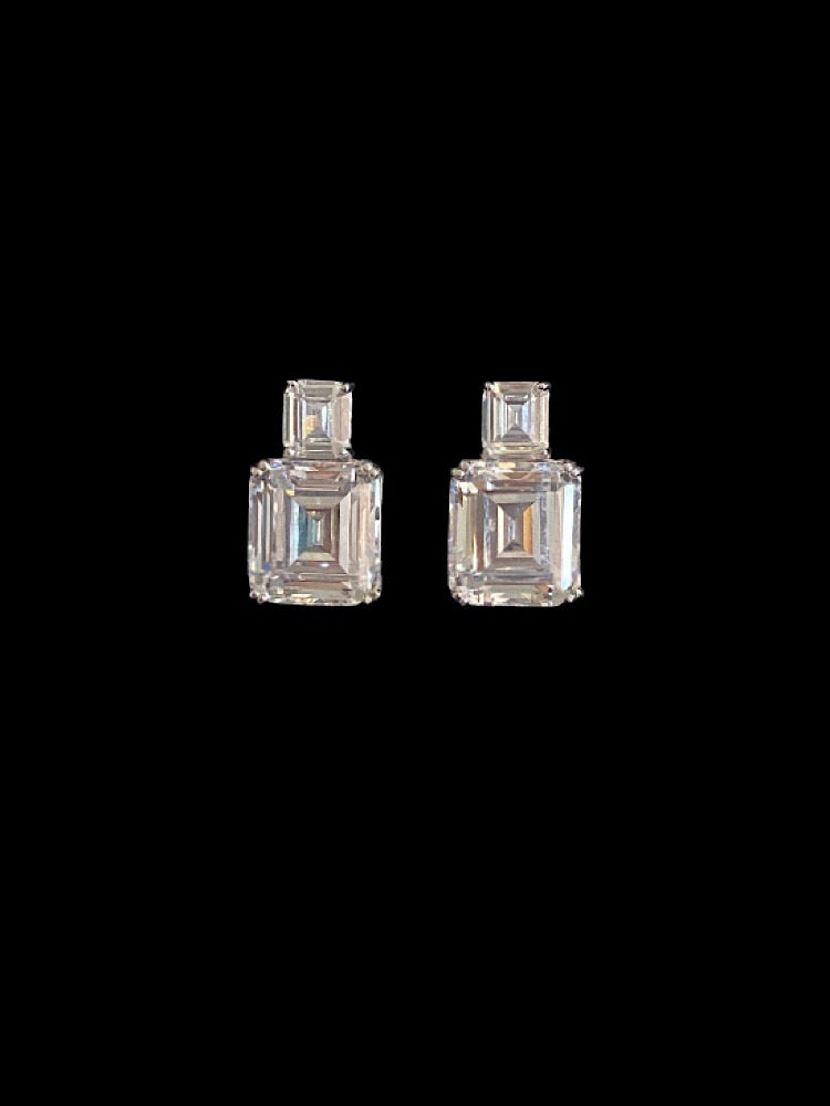White Clip Studs Sterling Silver Earrings