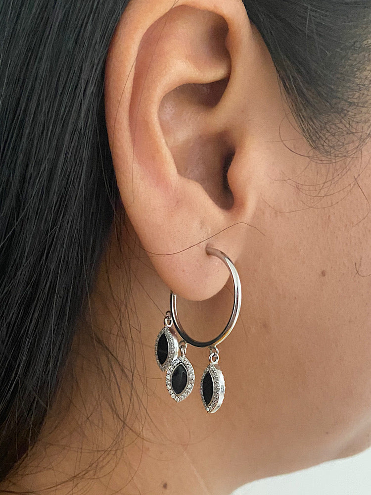 Black Dangler Sterling Silver Earring