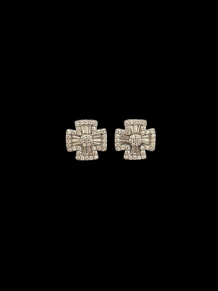Clover Design Sterling Silver Studs