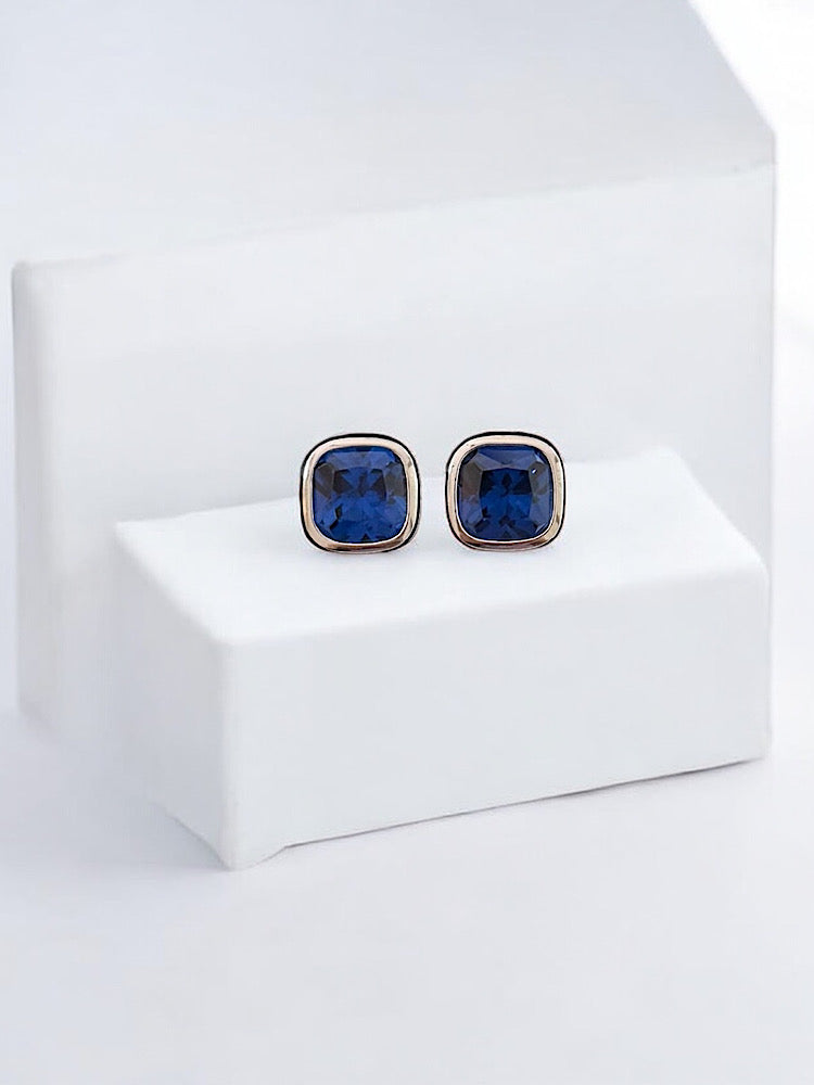 Blue Studs Sterling Silver Earrings