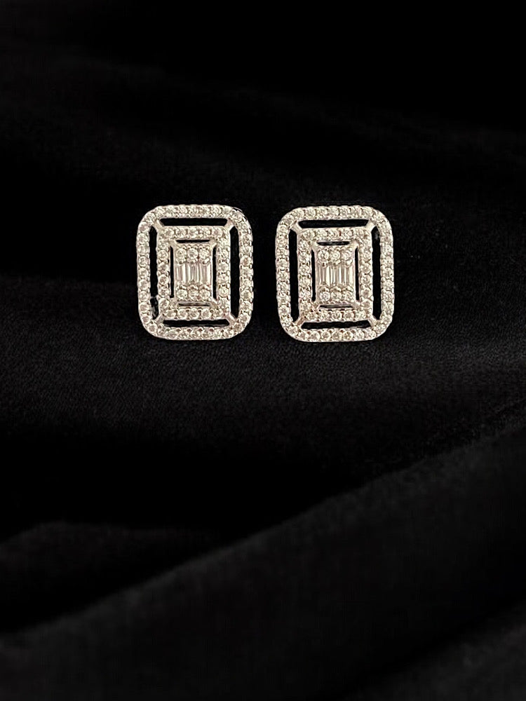 Emerald Design Sterling Silver Studs With Screw Back