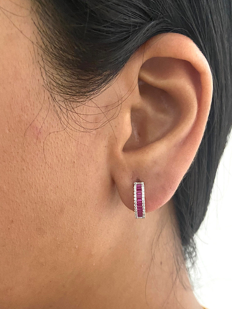 Pink Sterling Silver Hoops Earrings