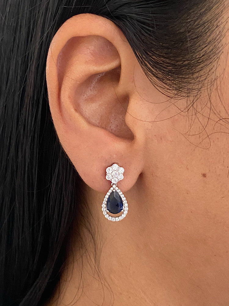 Blue Drop Earrings Sterling Silver Earrings