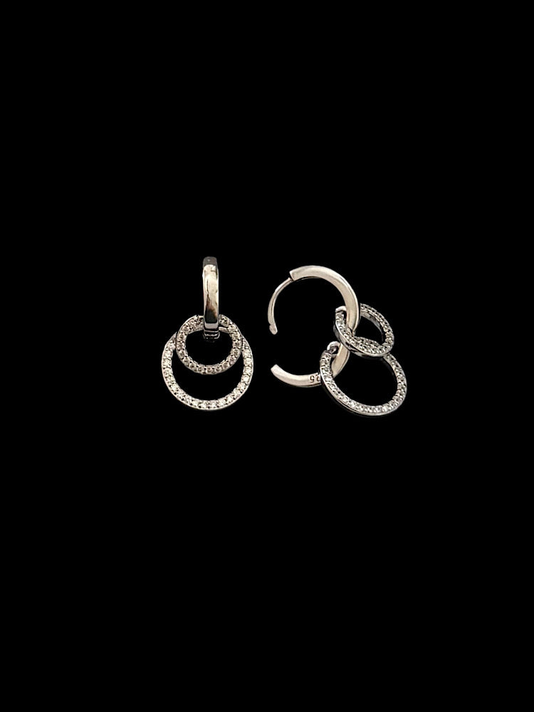 Double Circle Sterling Silver Hoop Earrings